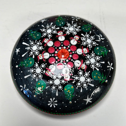 5" winter painted stone