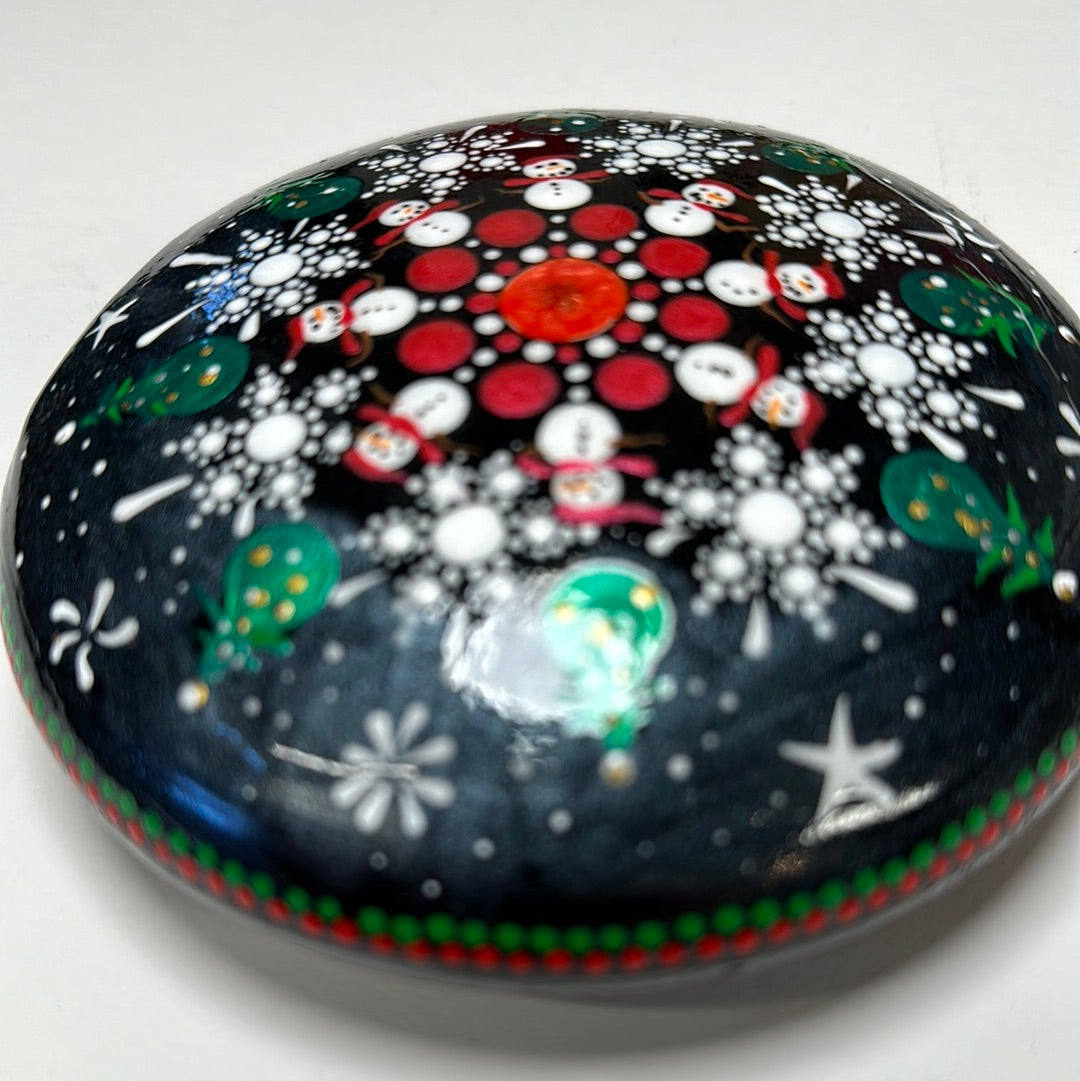 5" winter painted stone